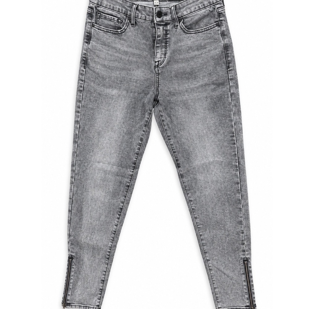 William Rast Perfect Skinny Jeans Grey Acid Wash Ankle Zip Denim Womens 29